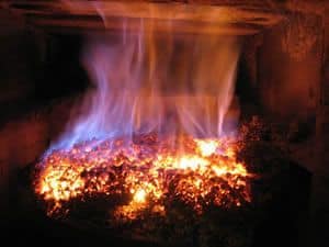 burning coal